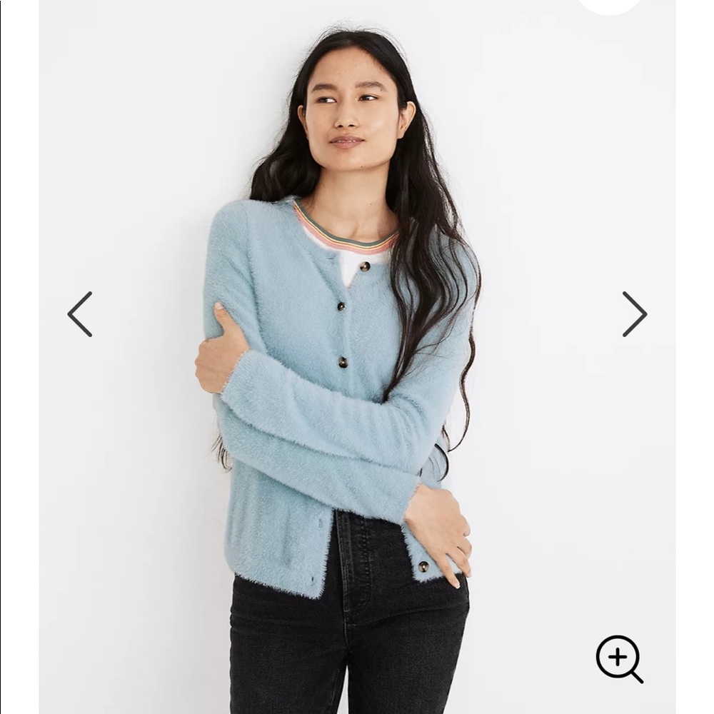 Madewell Hewitt Cardigan Sweater in Feather Blue